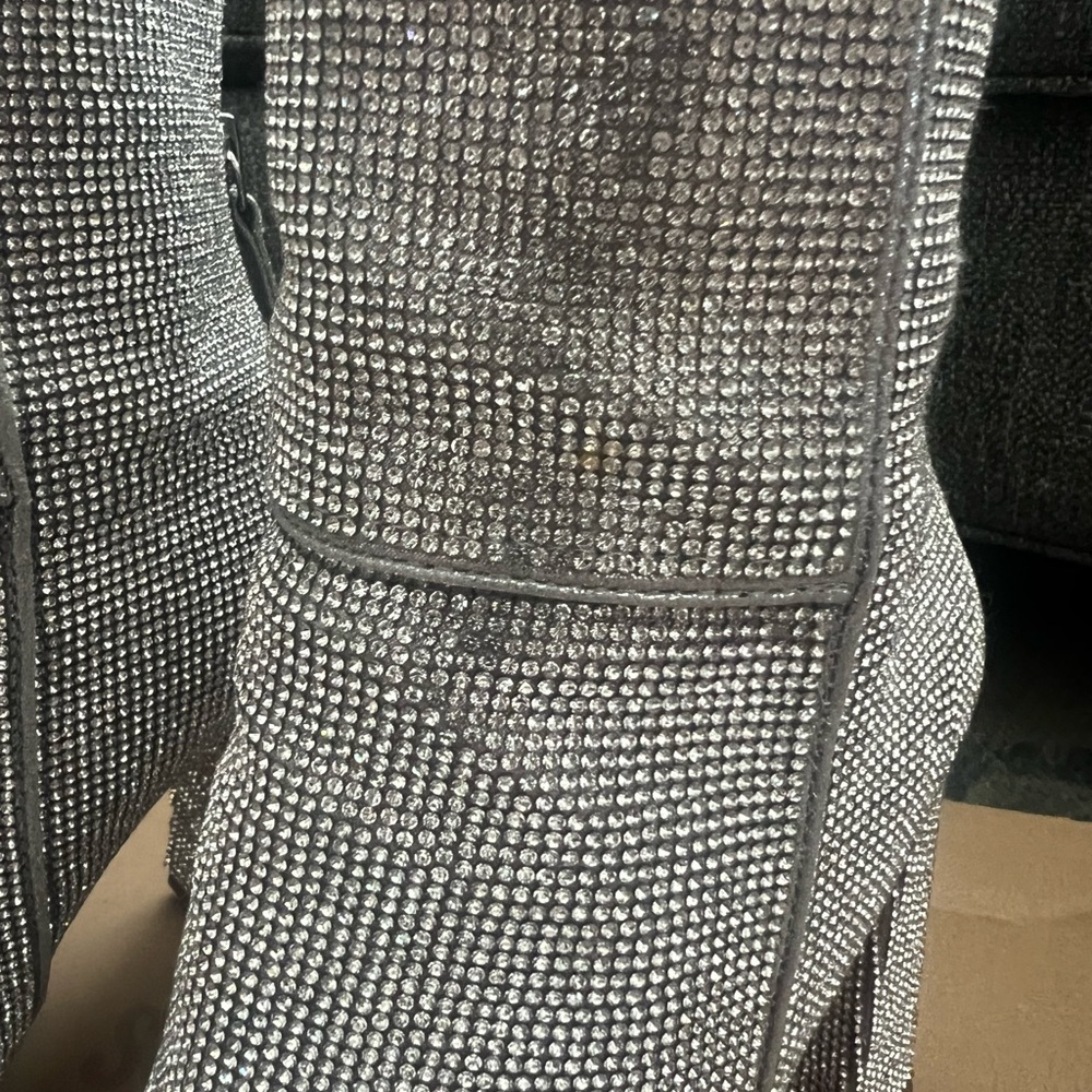 Silver Rhinestone Ankle Boots - Picture 7 of 8